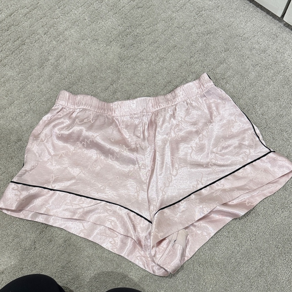 Victoria's Secret Blush Satin Shorts with Dark Trim